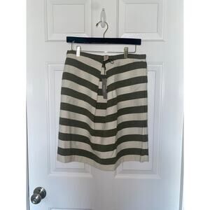 Humanoid Skirt Green/Creem Stripe Pull On size Medium NWT